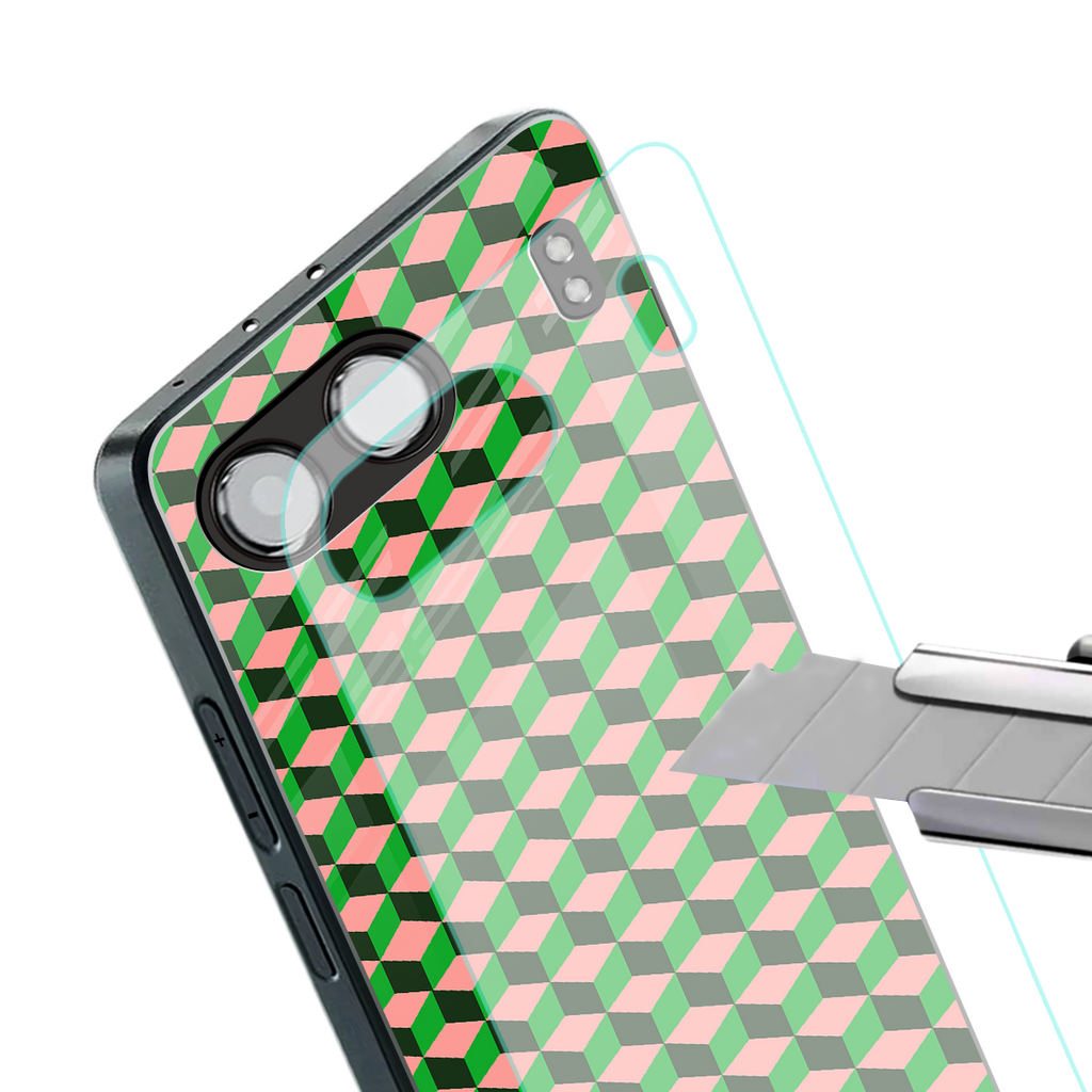 geo cube back phone cover | glass case for oneplus nord 4