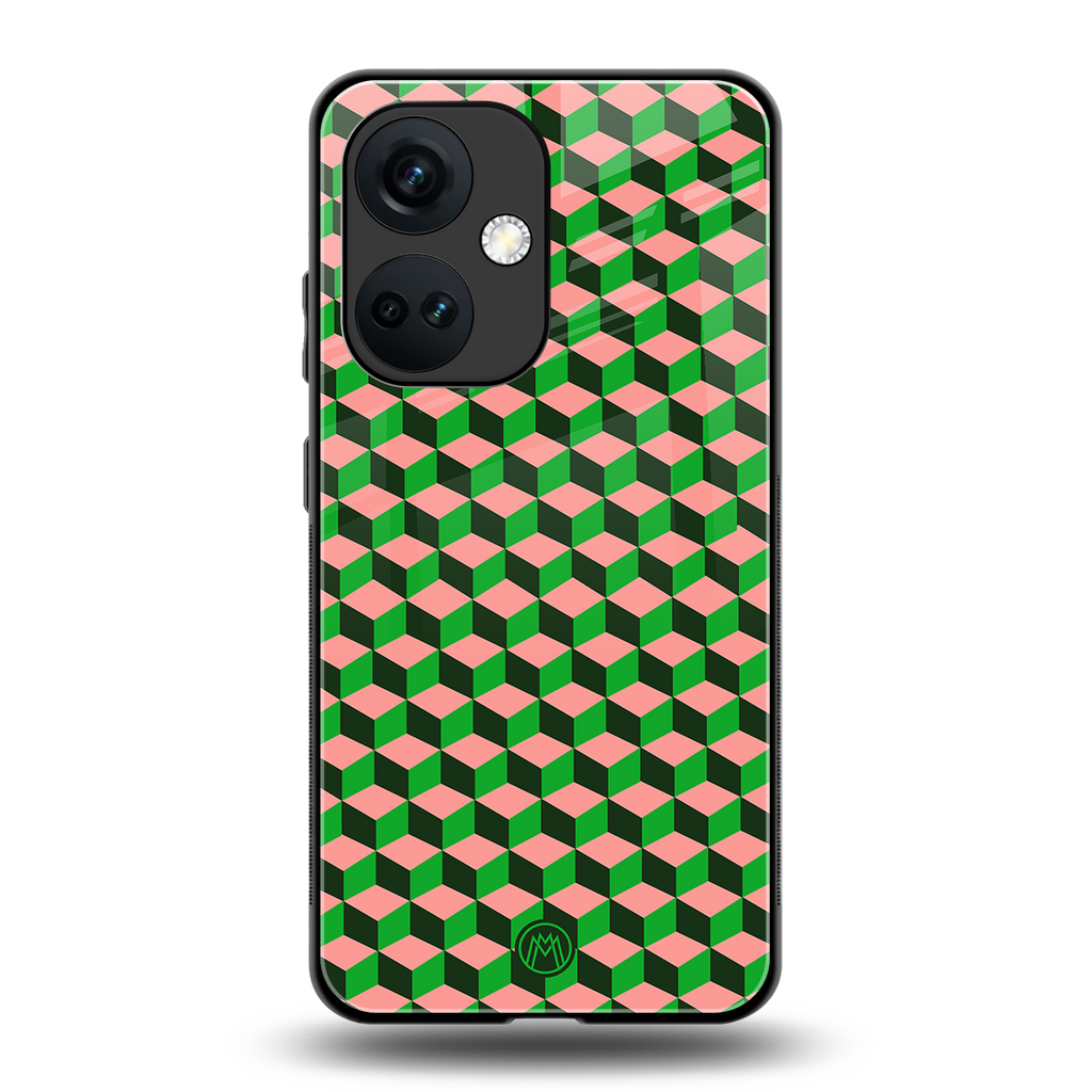 geo cube back phone cover | glass case for oneplus nord ce 3