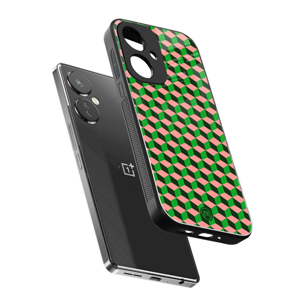 geo cube back phone cover | glass case for oneplus nord ce 3