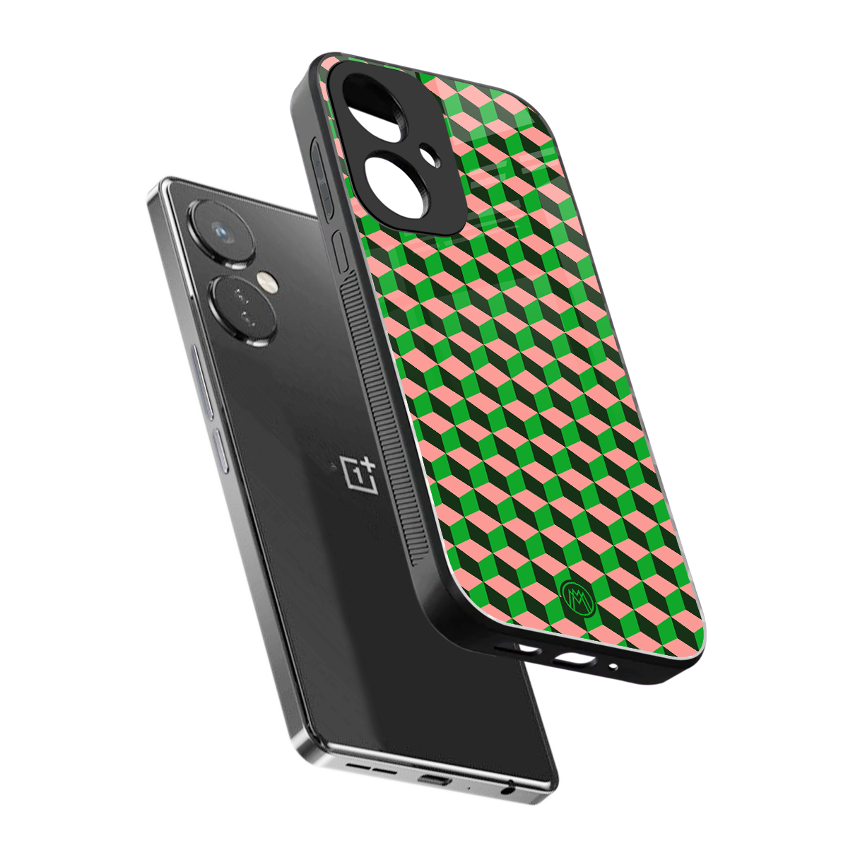 geo cube back phone cover | glass case for oneplus nord ce 3