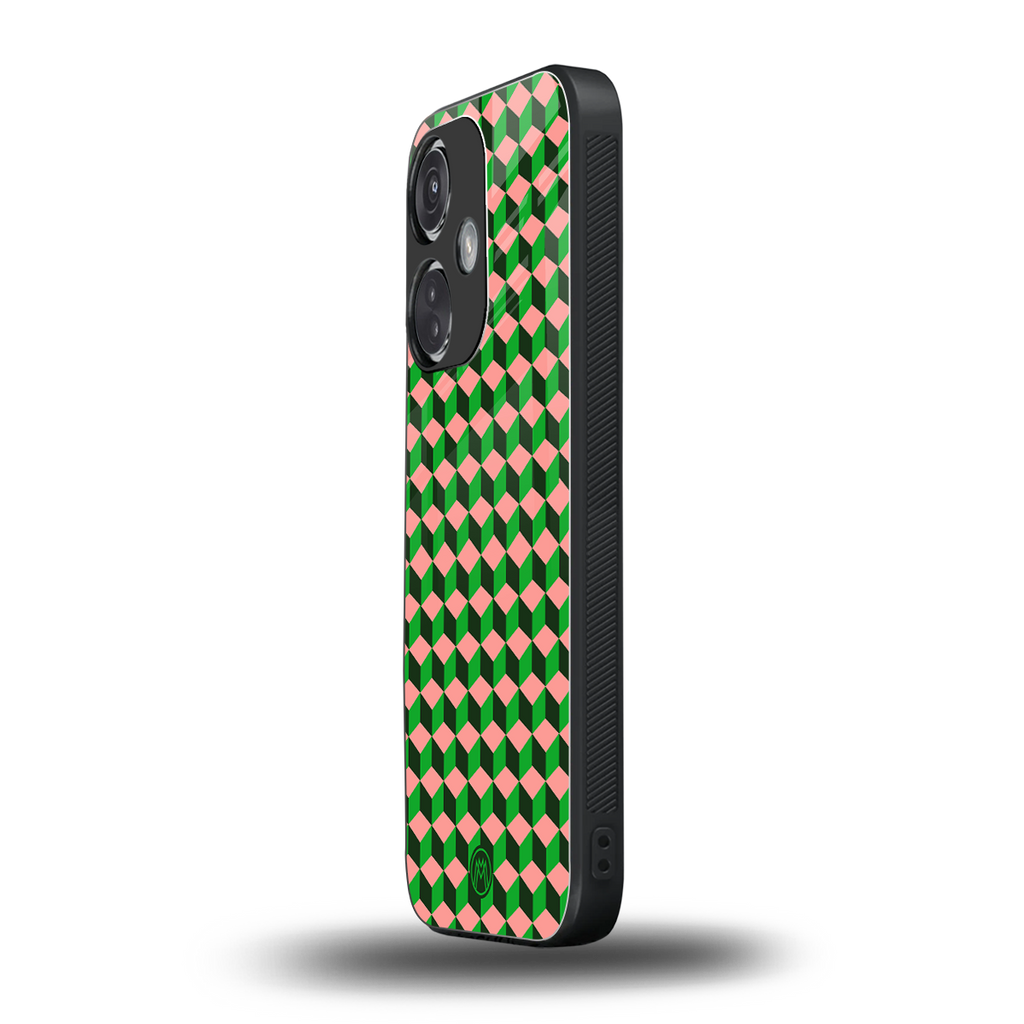 geo cube back phone cover | glass case for oneplus nord ce 3