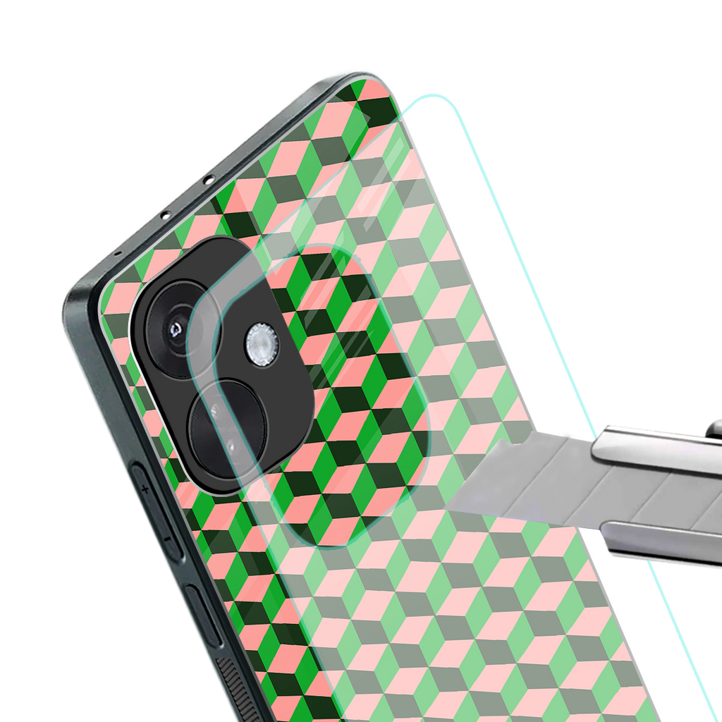 geo cube back phone cover | glass case for oneplus nord ce 3