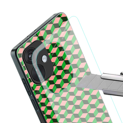 geo cube back phone cover | glass case for oneplus nord ce 3