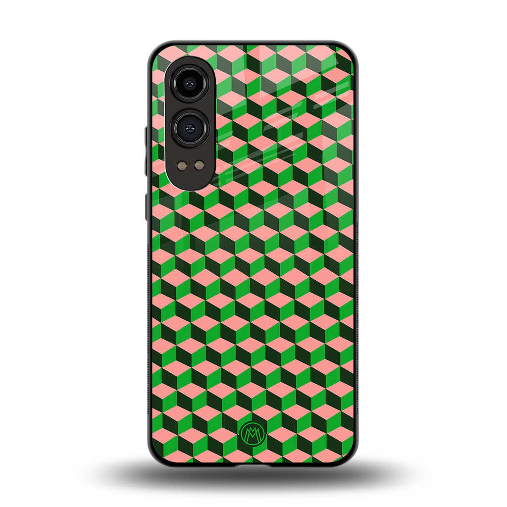 geo cube back phone cover | glass case for oneplus nord ce 4 lite