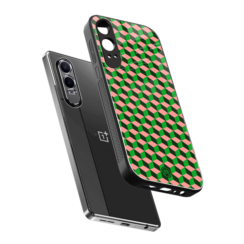 geo cube back phone cover | glass case for oneplus nord ce 4 lite