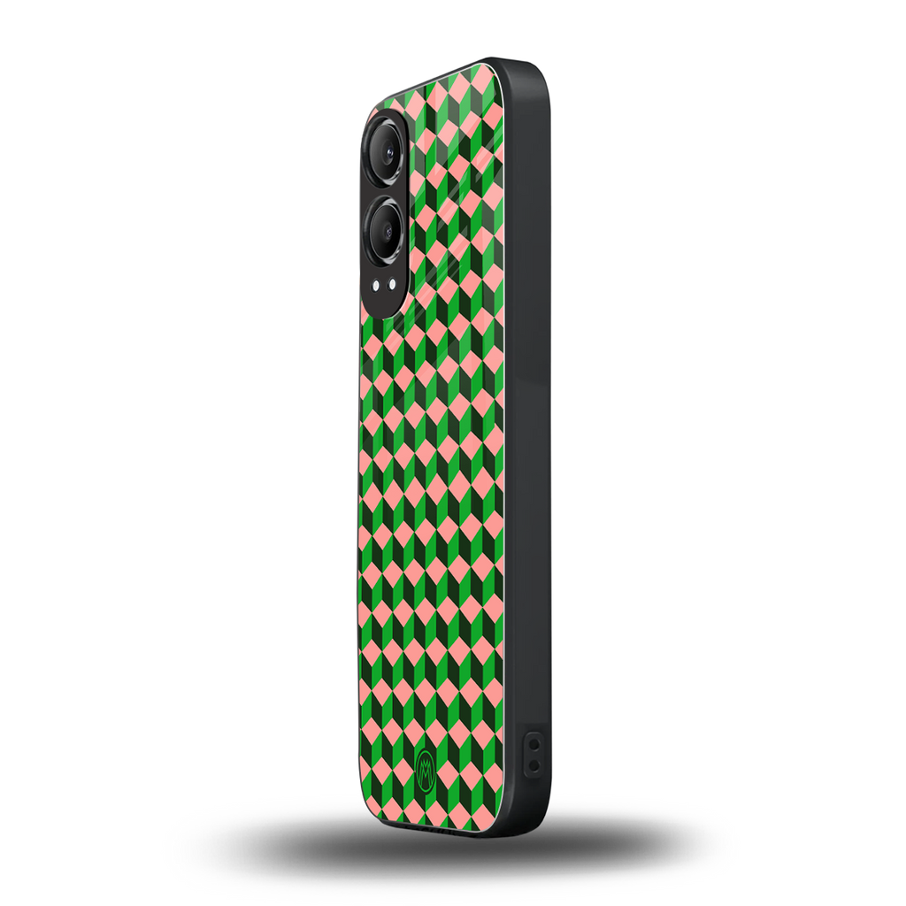 geo cube back phone cover | glass case for oneplus nord ce 4 lite