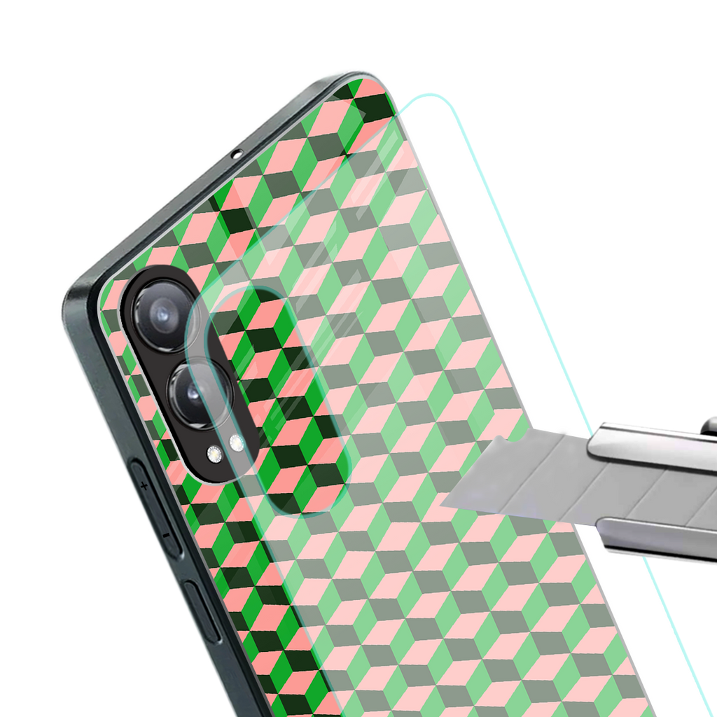 geo cube back phone cover | glass case for oneplus nord ce 4 lite
