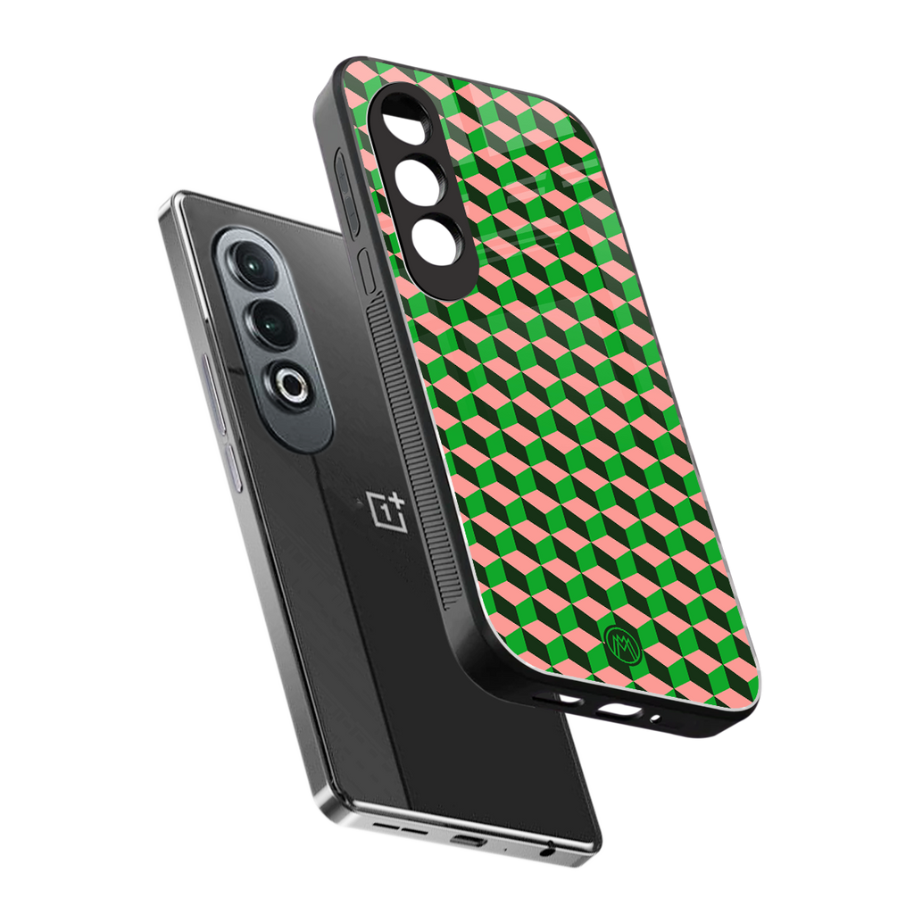 geo cube back phone cover | glass case for oneplus nord ce 4