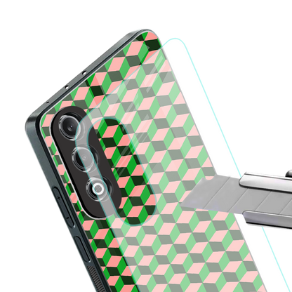 geo cube back phone cover | glass case for oneplus nord ce 4