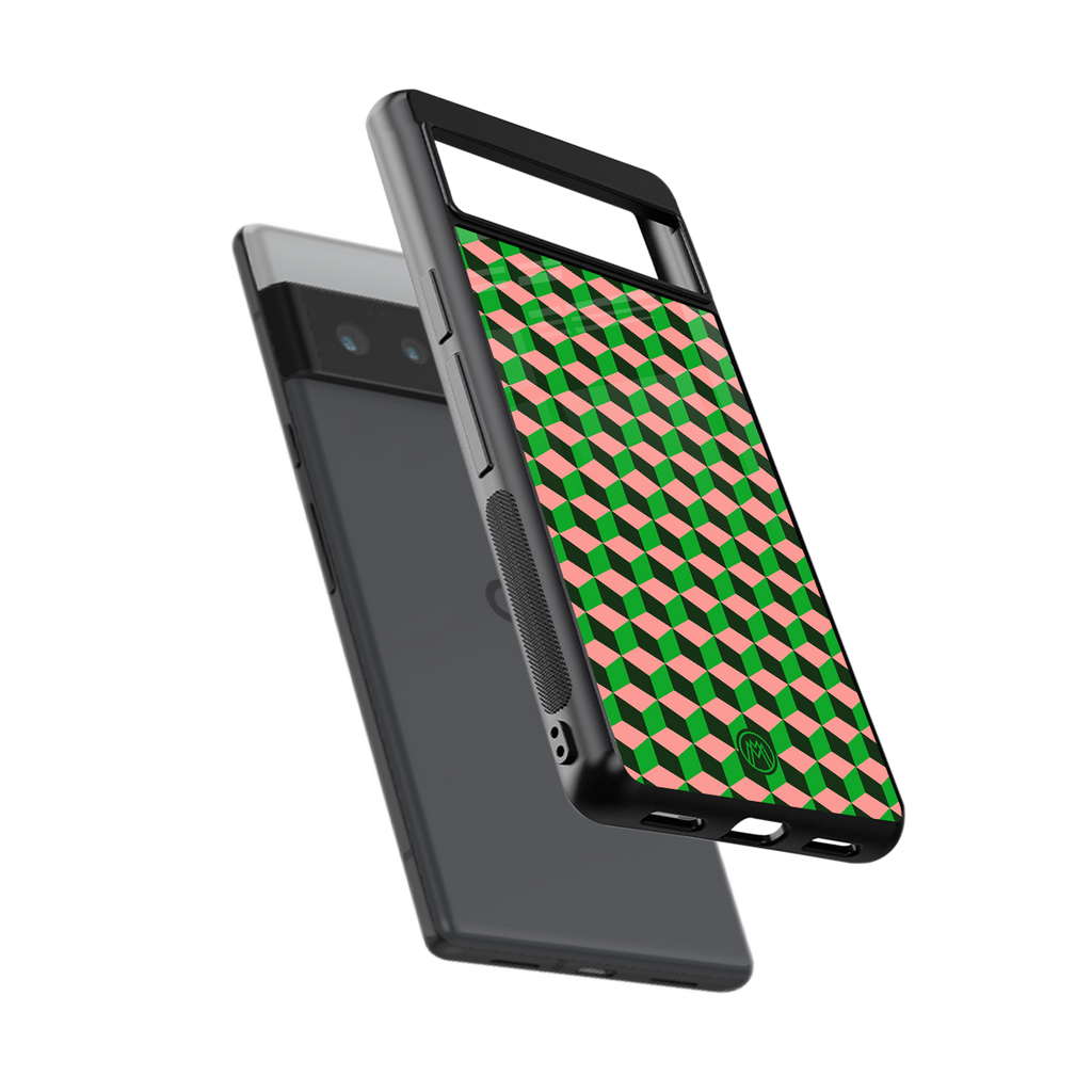 geo cube back phone cover | glass case for google pixel 6 pro