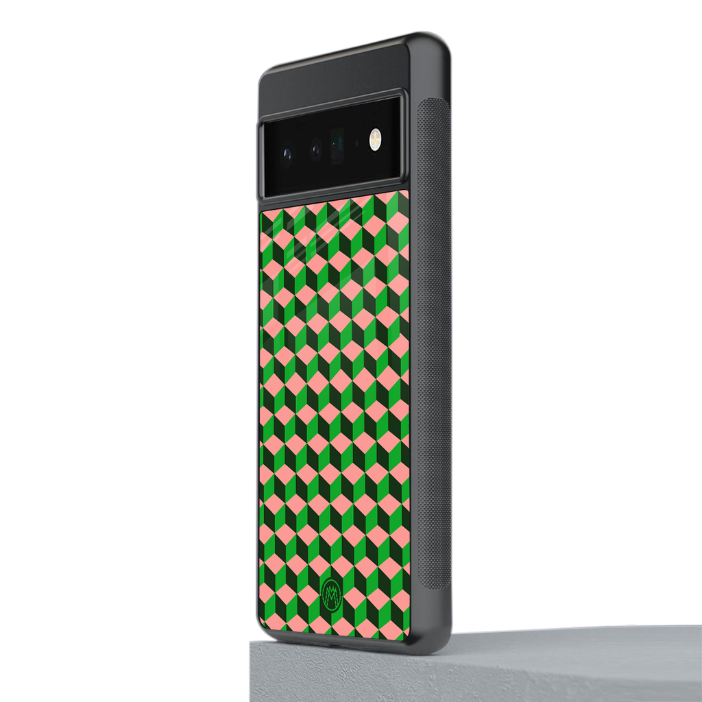 geo cube back phone cover | glass case for google pixel 6 pro