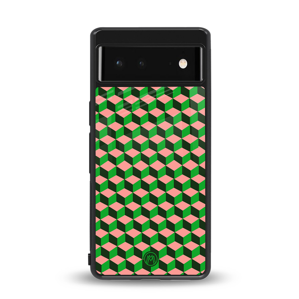 geo cube back phone cover | glass case for Google Pixel 6A