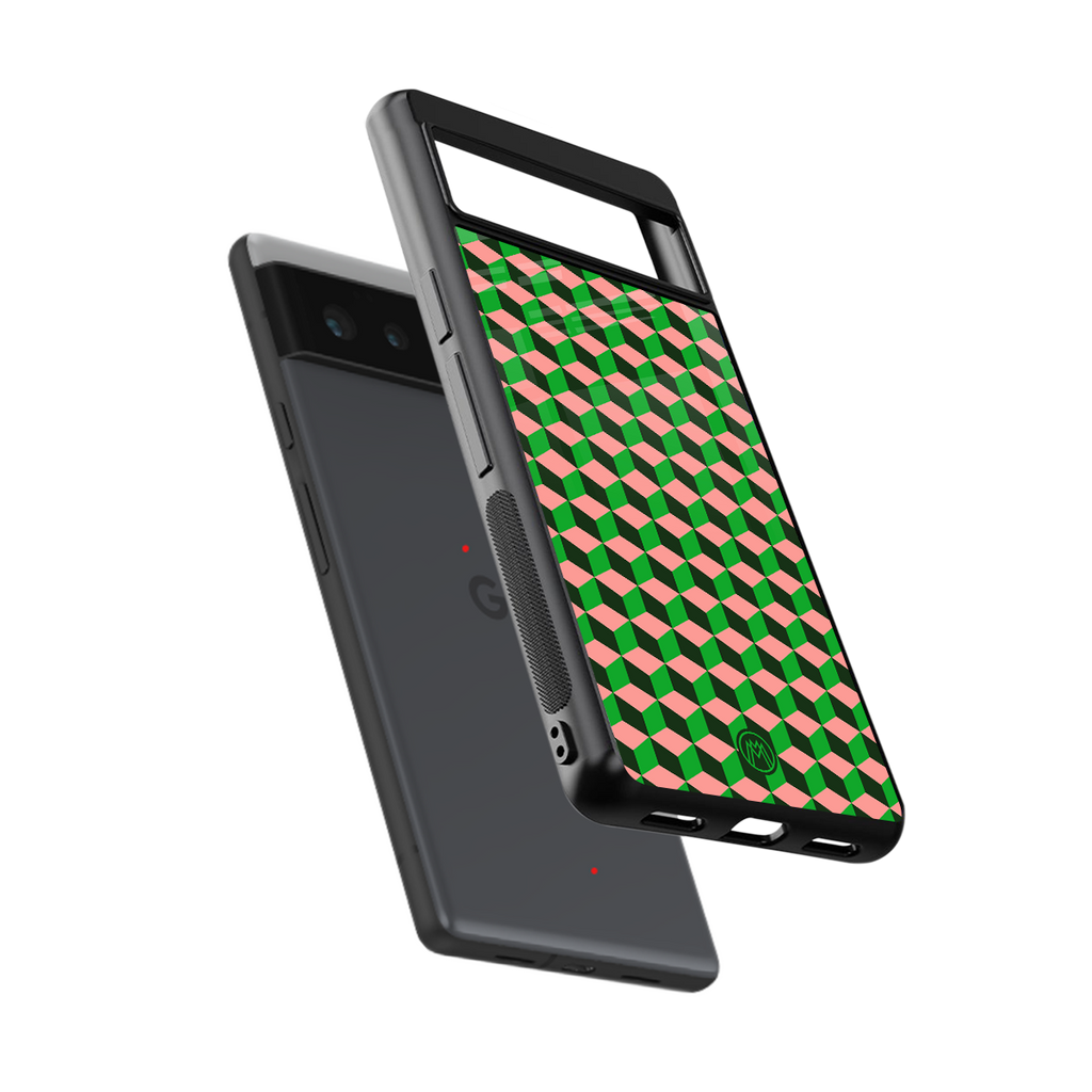 geo cube back phone cover | glass case for google pixel 6