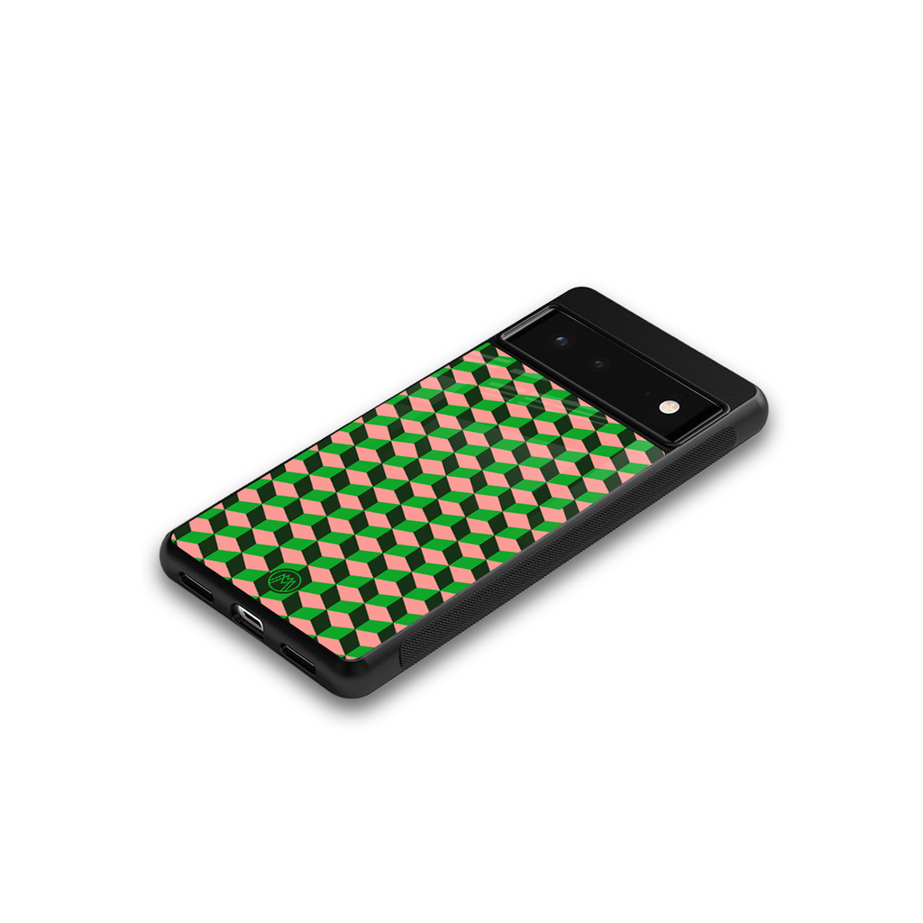 geo cube back phone cover | glass case for google pixel 6