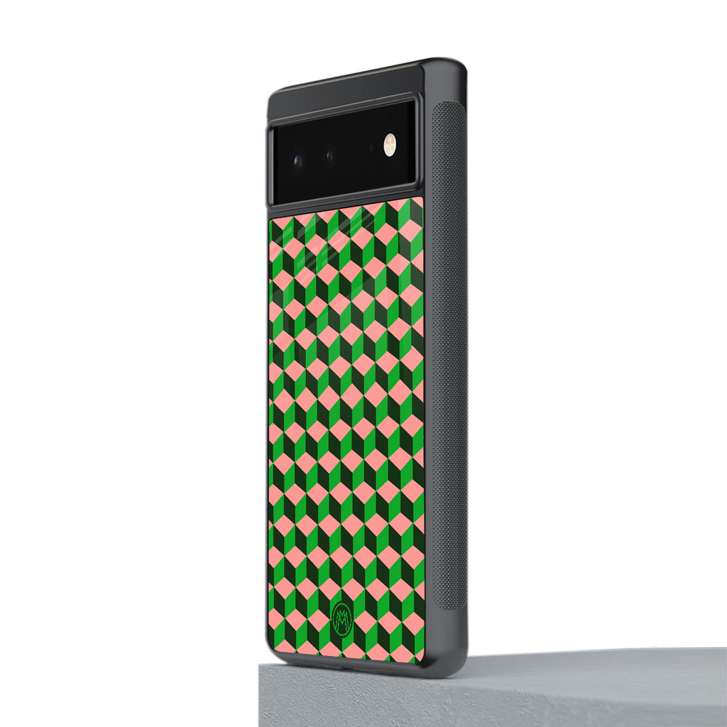 geo cube back phone cover | glass case for google pixel 6