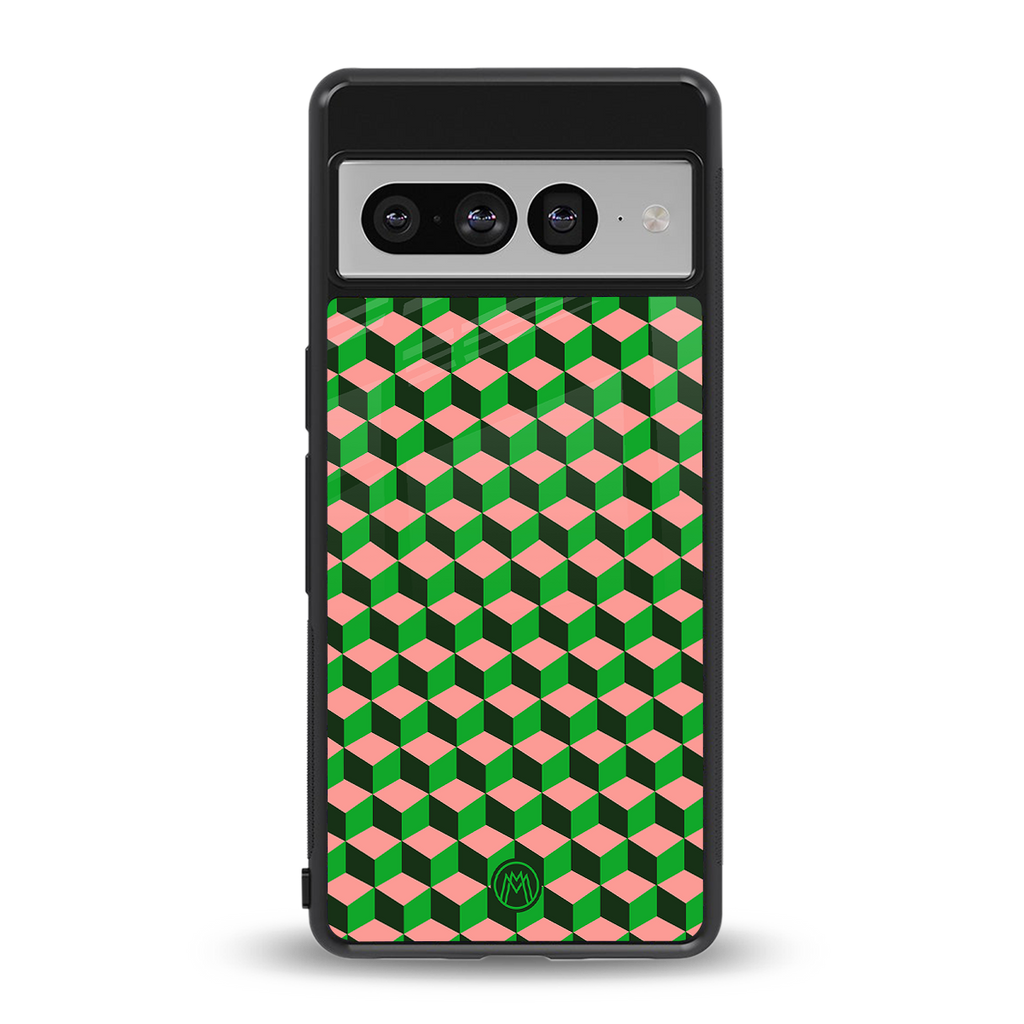 geo cube back phone cover | glass case for google pixel 7 pro
