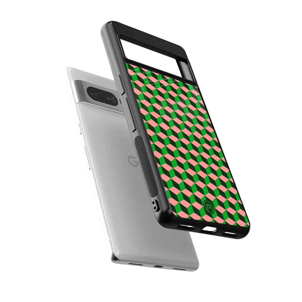 geo cube back phone cover | glass case for google pixel 7 pro
