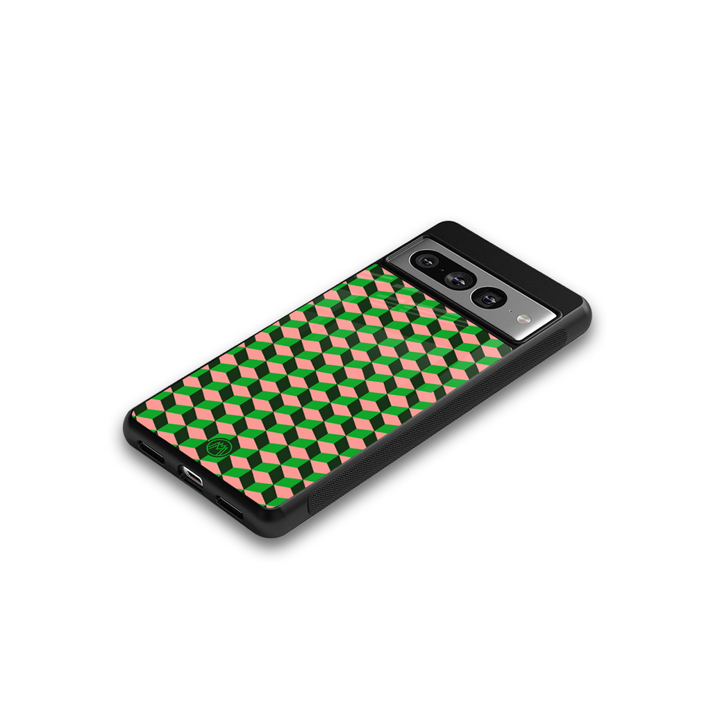 geo cube back phone cover | glass case for google pixel 7 pro
