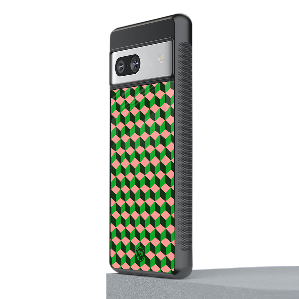 geo cube back phone cover | glass case for Google Pixel 7