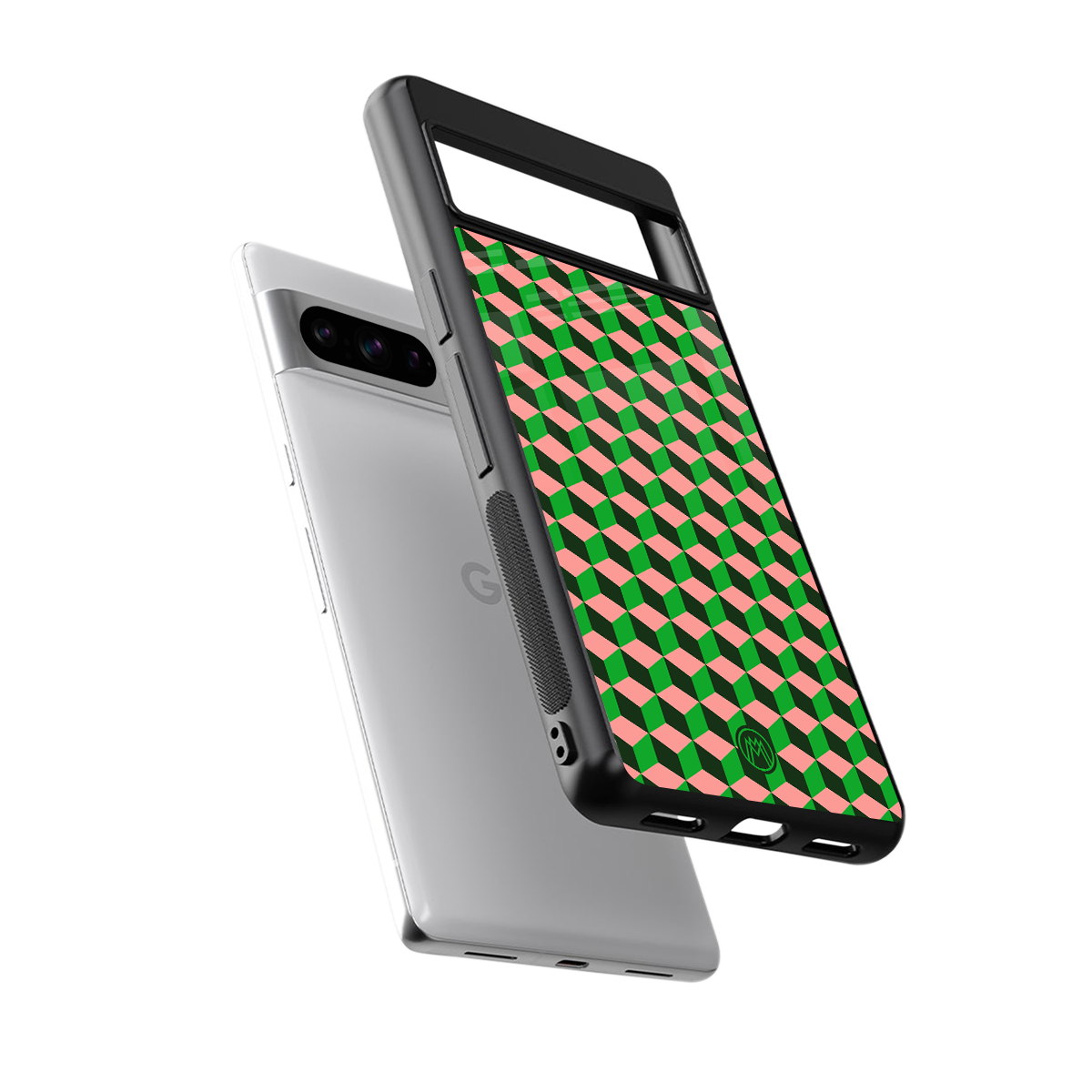 geo cube back phone cover | glass case for google pixel 8 pro