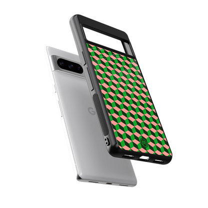 geo cube back phone cover | glass case for google pixel 8 pro