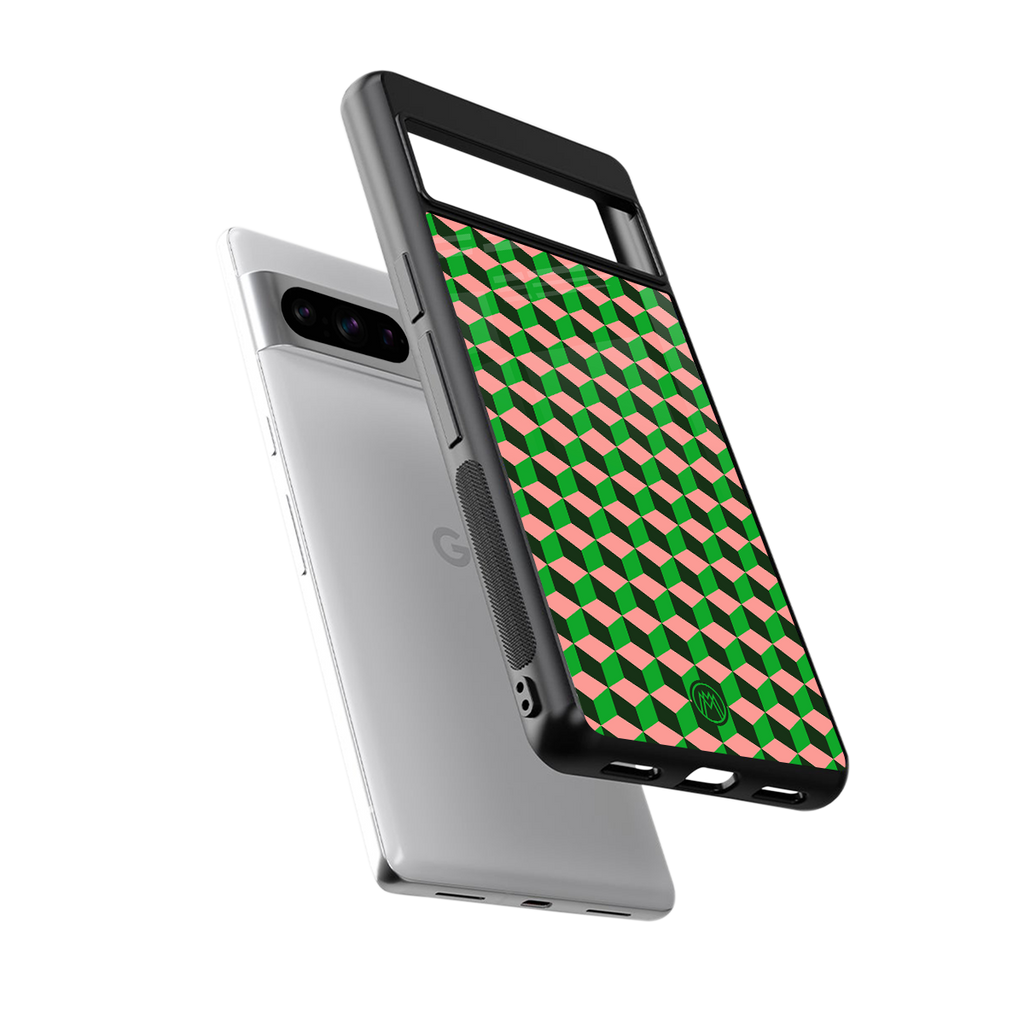 geo cube back phone cover | glass case for google pixel 8 pro