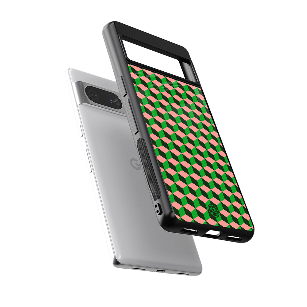 geo cube back phone cover | glass case for Google Pixel 8