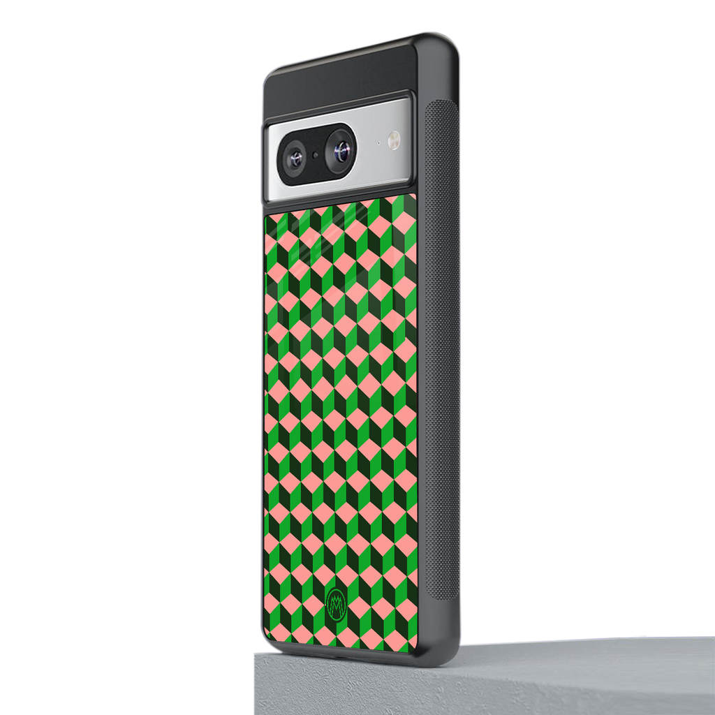 geo cube back phone cover | glass case for Google Pixel 8