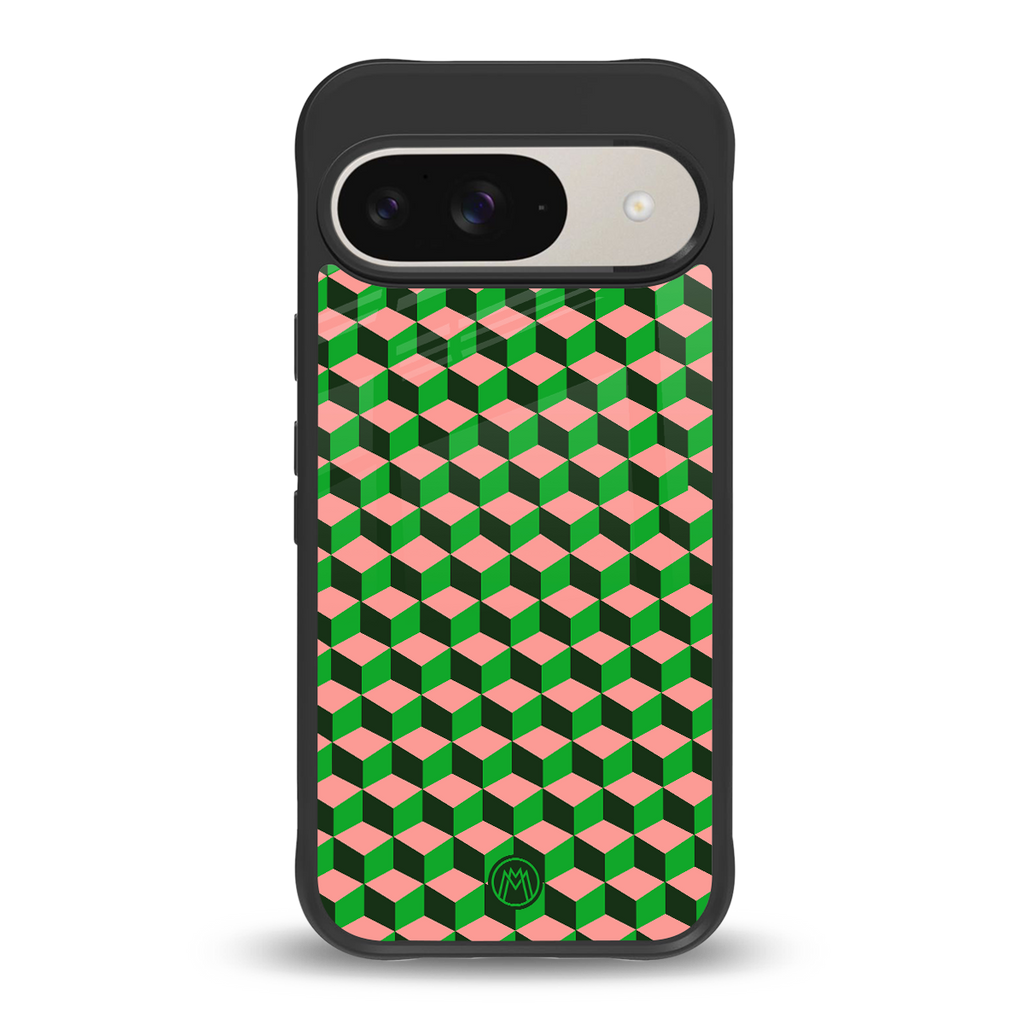 geo cube back phone cover | glass case for google pixel 9