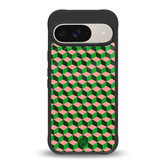geo cube back phone cover | glass case for google pixel 9