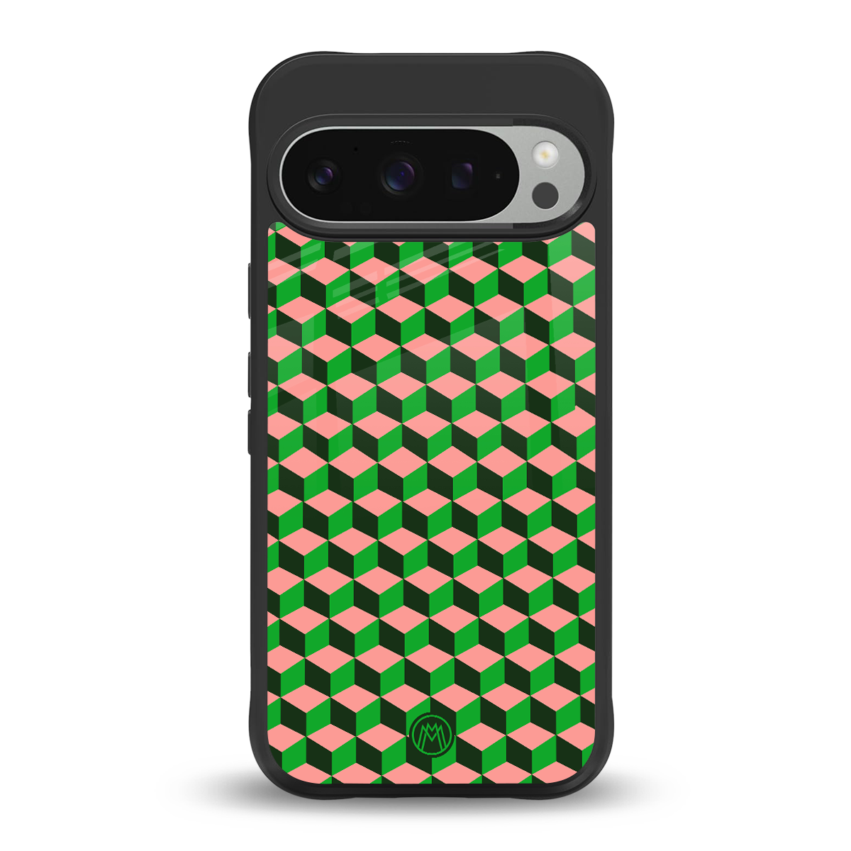 geo cube back phone cover | glass case for google pixel 9 pro xl