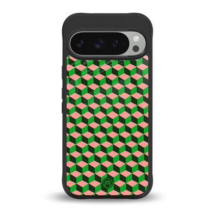 geo cube back phone cover | glass case for google pixel 9 pro xl