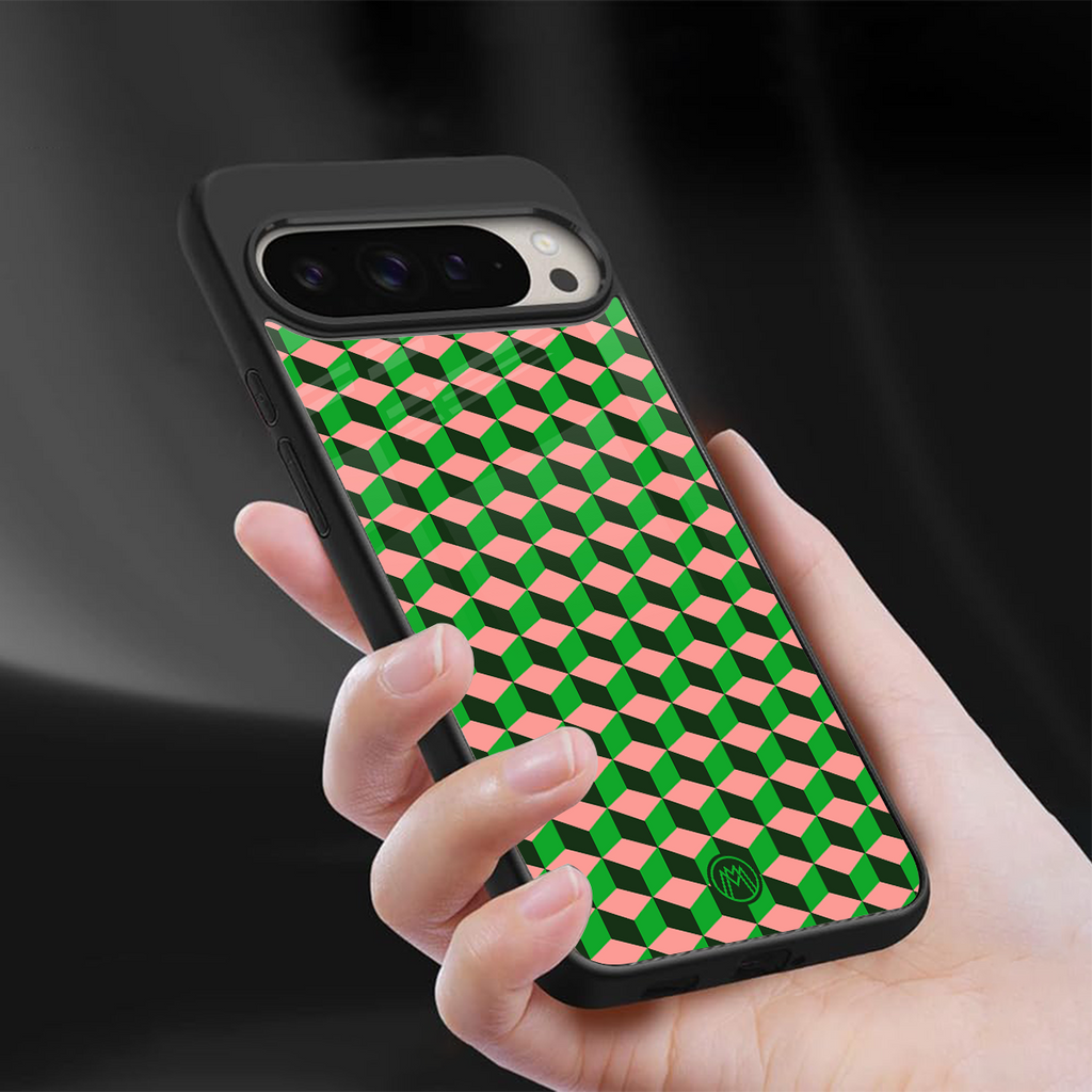 geo cube back phone cover | glass case for google pixel 9 pro