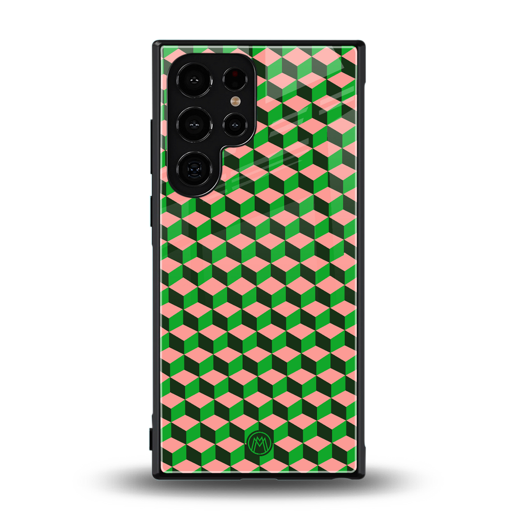 geo cube back phone cover | glass case for samsung galaxy s23 ultra