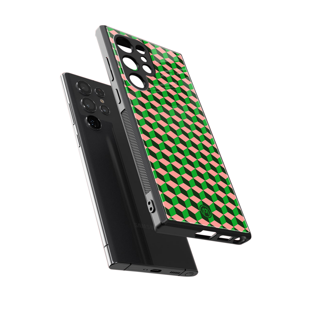 geo cube back phone cover | glass case for samsung galaxy s23 ultra