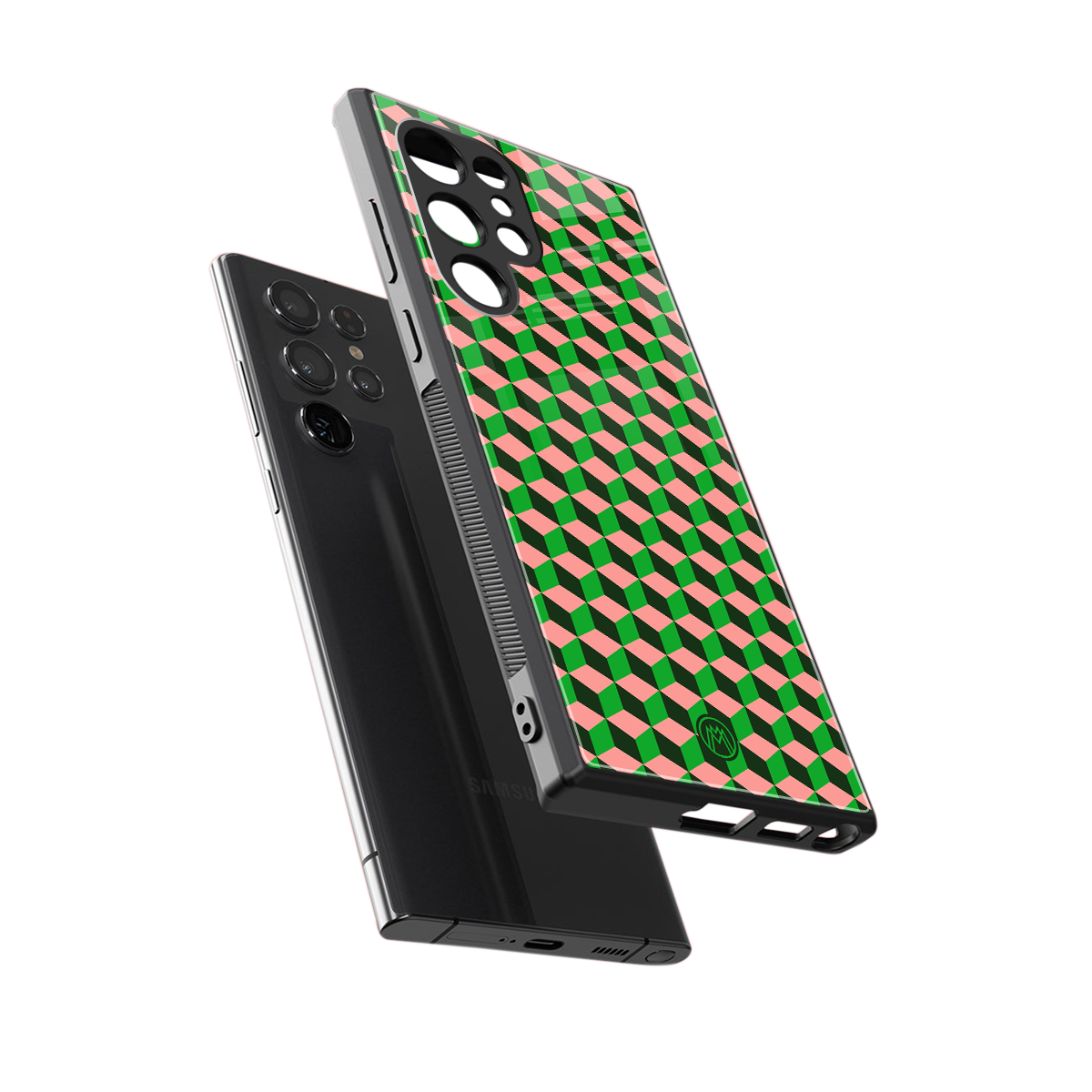 geo cube back phone cover | glass case for samsung galaxy s23 ultra