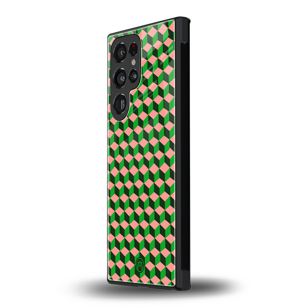 geo cube back phone cover | glass case for samsung galaxy s23 ultra
