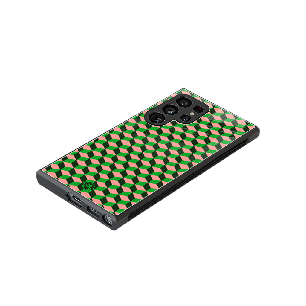 geo cube back phone cover | glass case for samsung galaxy s23 ultra