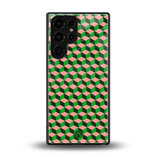 geo cube back phone cover | glass case for samsung galaxy s25 ultra