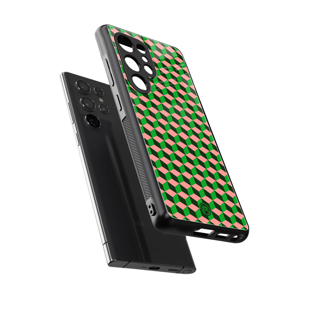 geo cube back phone cover | glass case for samsung galaxy s25 ultra