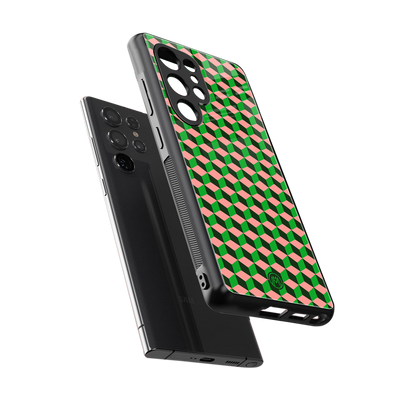 geo cube back phone cover | glass case for samsung galaxy s25 ultra