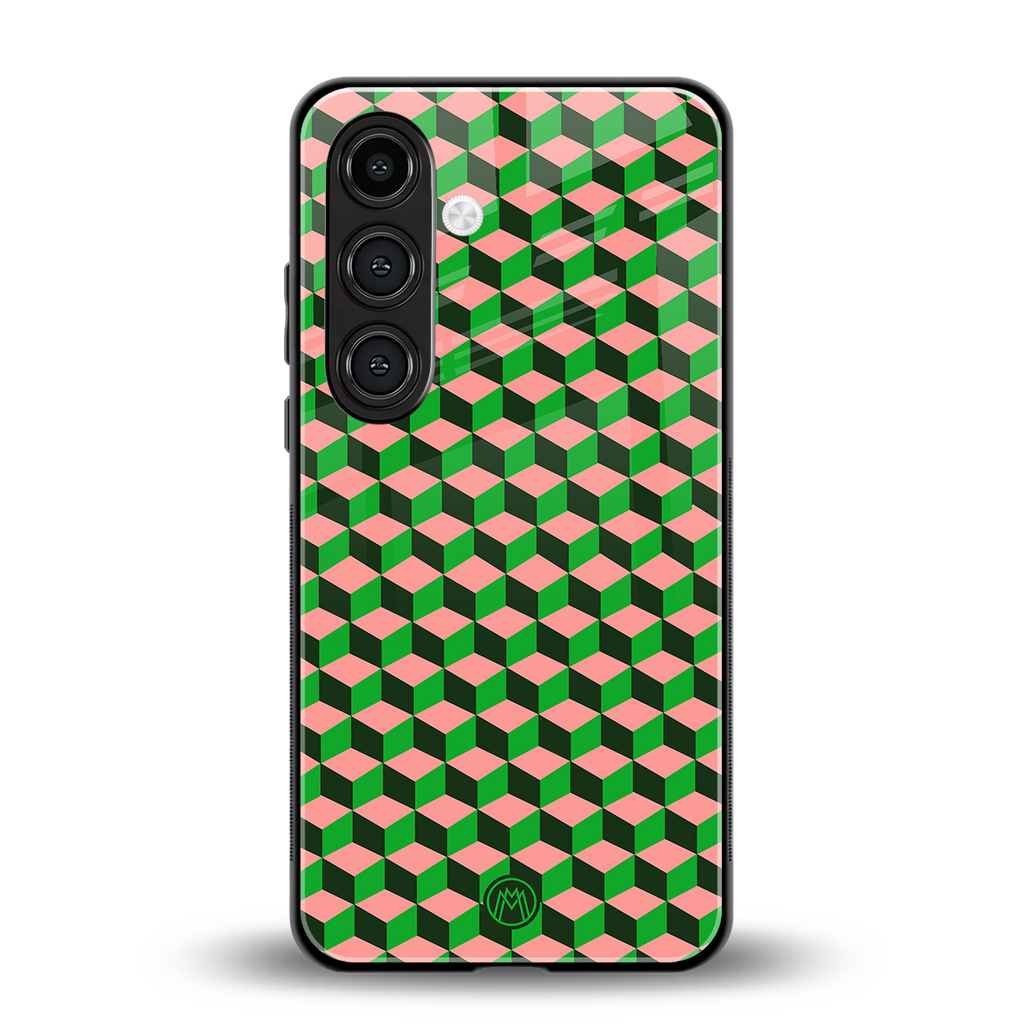 geo cube back phone cover | glass case for samsung galaxy s24 plus