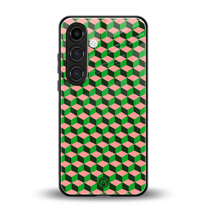 geo cube back phone cover | glass case for samsung galaxy s24 fe
