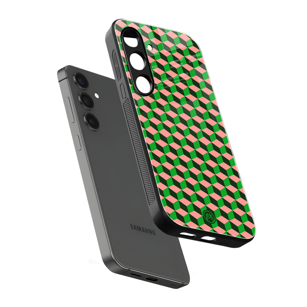 geo cube back phone cover | glass case for samsung galaxy s24