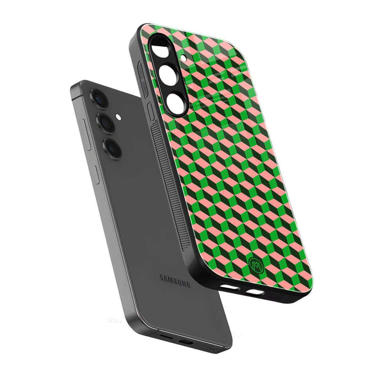 geo cube back phone cover | glass case for samsung galaxy s24 fe