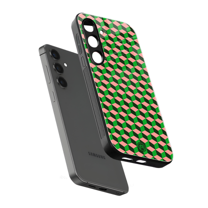 geo cube back phone cover | glass case for samsung galaxy s24 fe