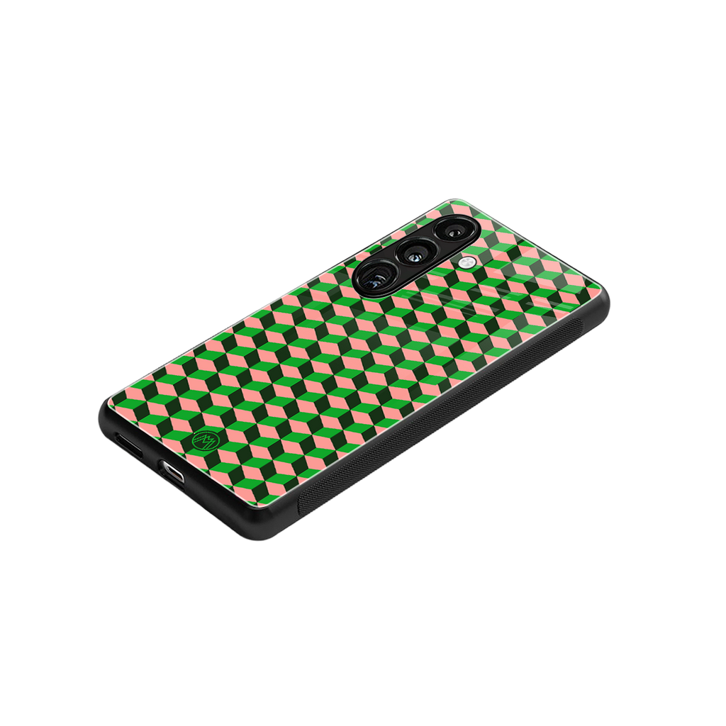 geo cube back phone cover | glass case for samsung galaxy s24 plus