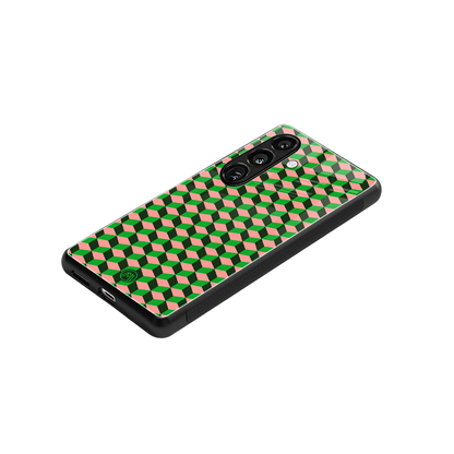 geo cube back phone cover | glass case for samsung galaxy s24 fe