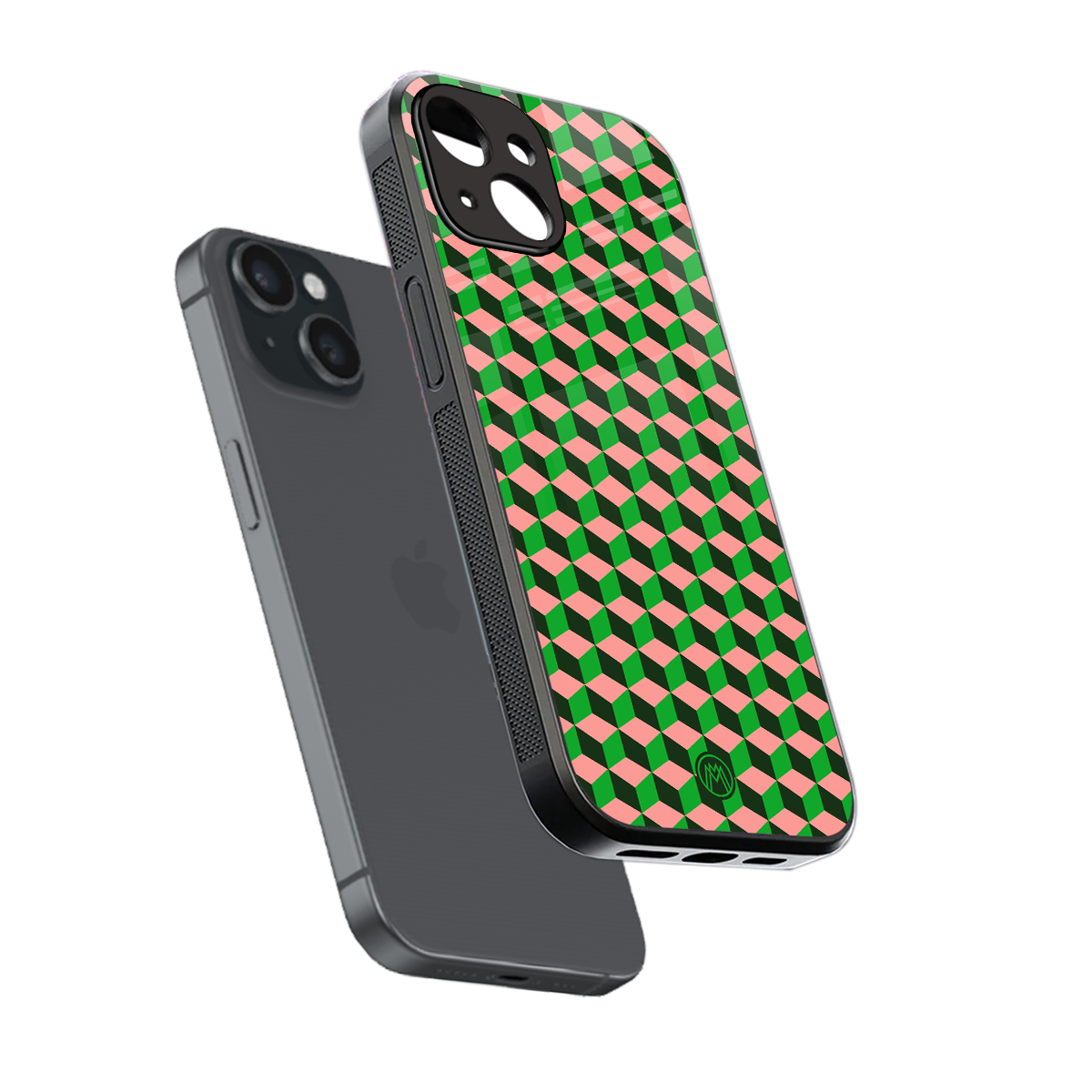 geo cube back phone cover | glass case for iphone 15