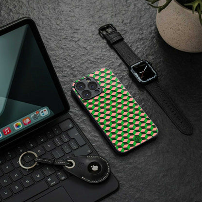 geo cube back phone cover | glass case for iphone 14